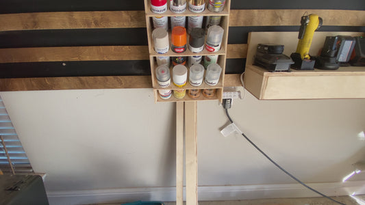 Spray paint shelf for French cleat wall